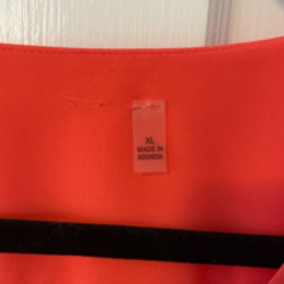 Long Sleeve Coral Blouse with shoulder pleats silver detail V Neck Size XL - Picture 4 of 5